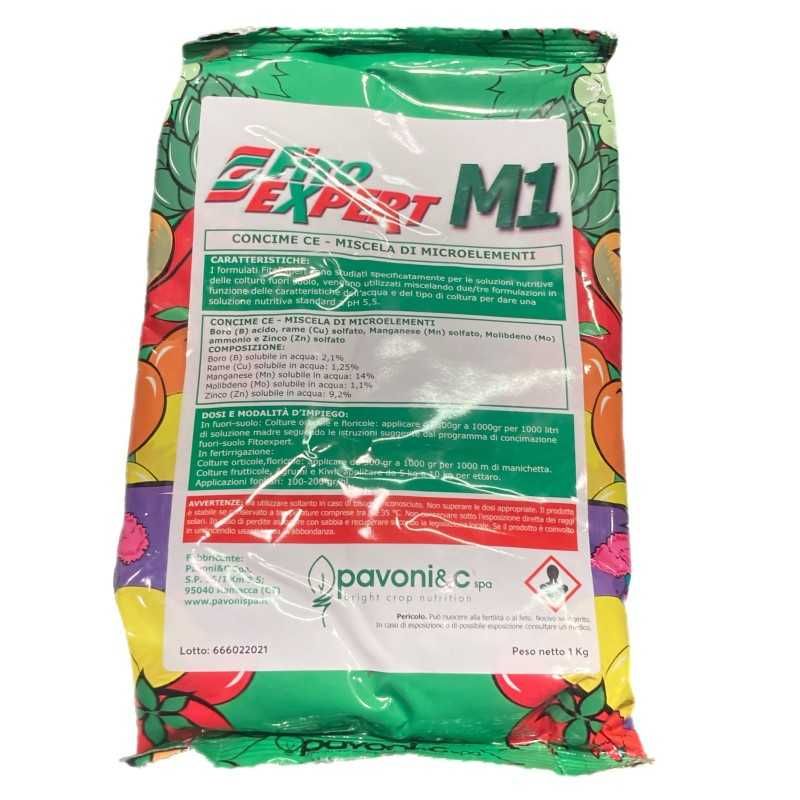 FITO EXPERT M1 FERTILIZZANTE A BASE DI Manganese, Zinco, Rame, Boro, Molibdeno. KG.1