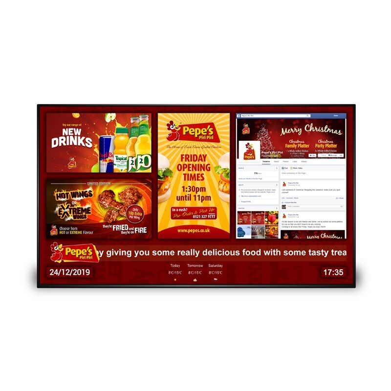 Image of a digital menu board from the front