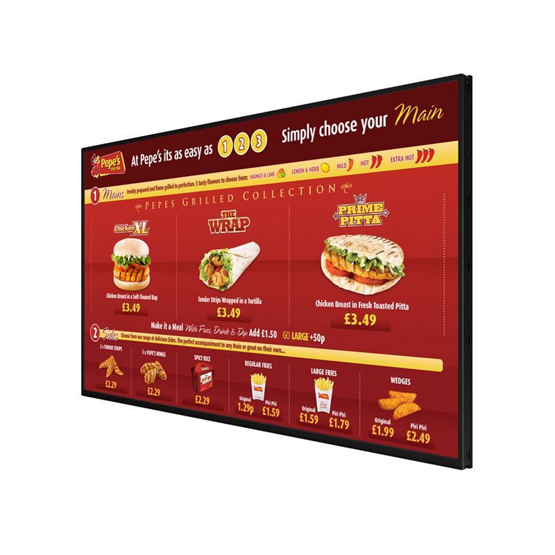 Image of a digital menu board from the front