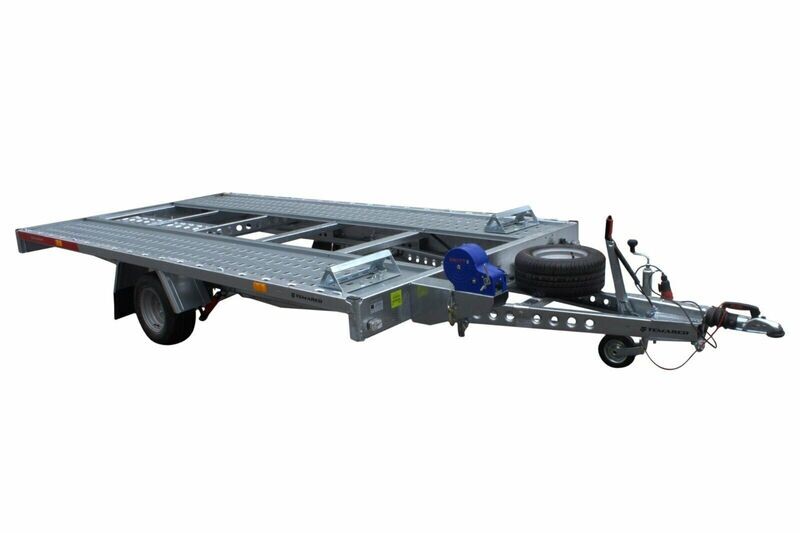 Autoanhänger Autotrailer Hochlader Plattformanhänger kippbar 3,61 x 1,90m 1500kg mit Stahlstandschienen rechts &amp; links⭐NEU⭐