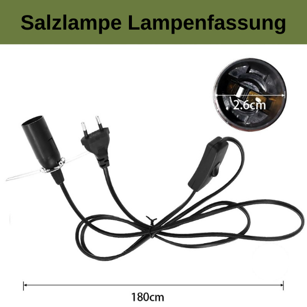 Kabel mit Schalter für Salzlampe Lampenfassung E14 mit 1,8M Kabel Schalter und Eurostecker für Salzlampe Lsolierung Salzleuchte Kabel Salz Lampefassung - Schwarz