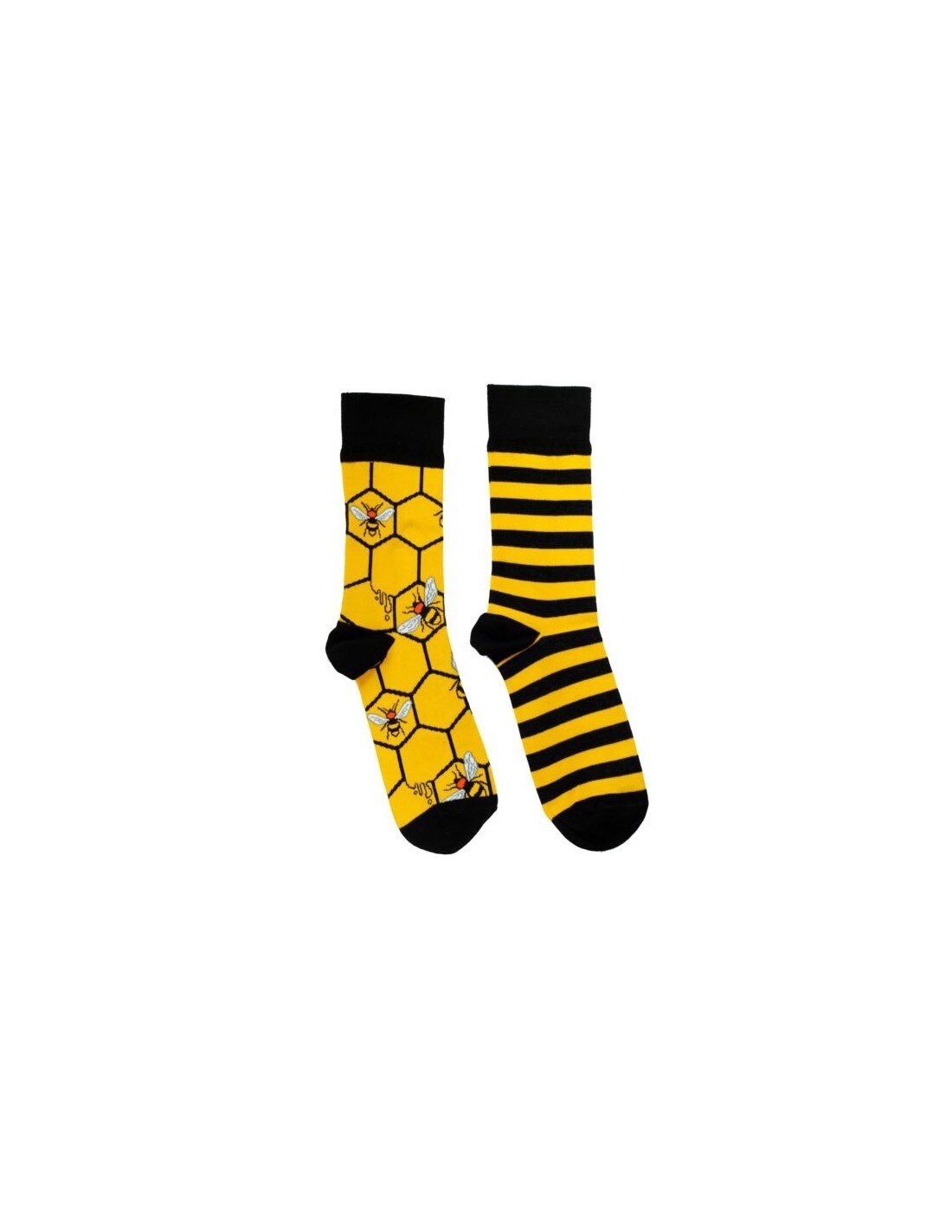 Crazy Bee Socks - Black and Yellow, Size: 35-38