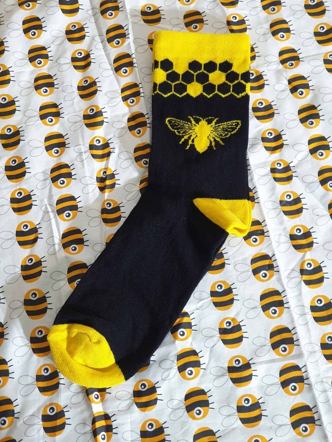 Socks - Yellow and Black Bees, Size: Size 37-39 (Small)