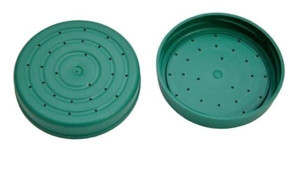Plastic cap with holes for feeding
