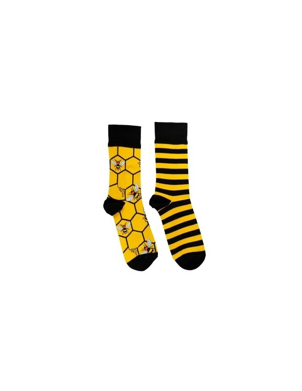 KIDS Crazy Bee Socks - Black and Yellow, Size: 23-26