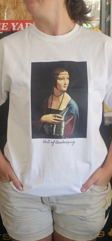 Art of Beekeeping Shirt – Lady with Smoker (White)
