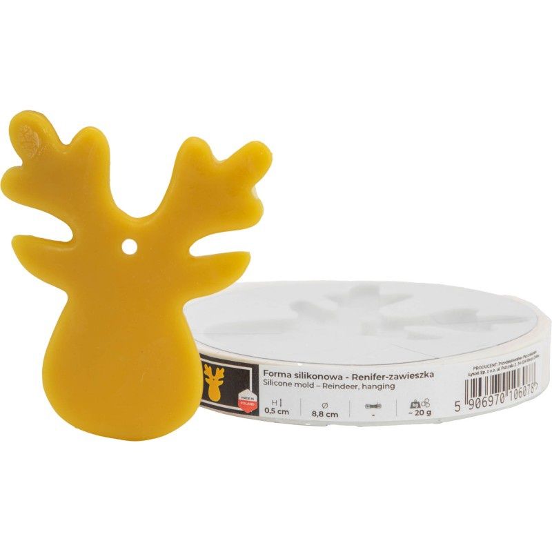 FS628  Silicone mold - Rudolph,  hanging