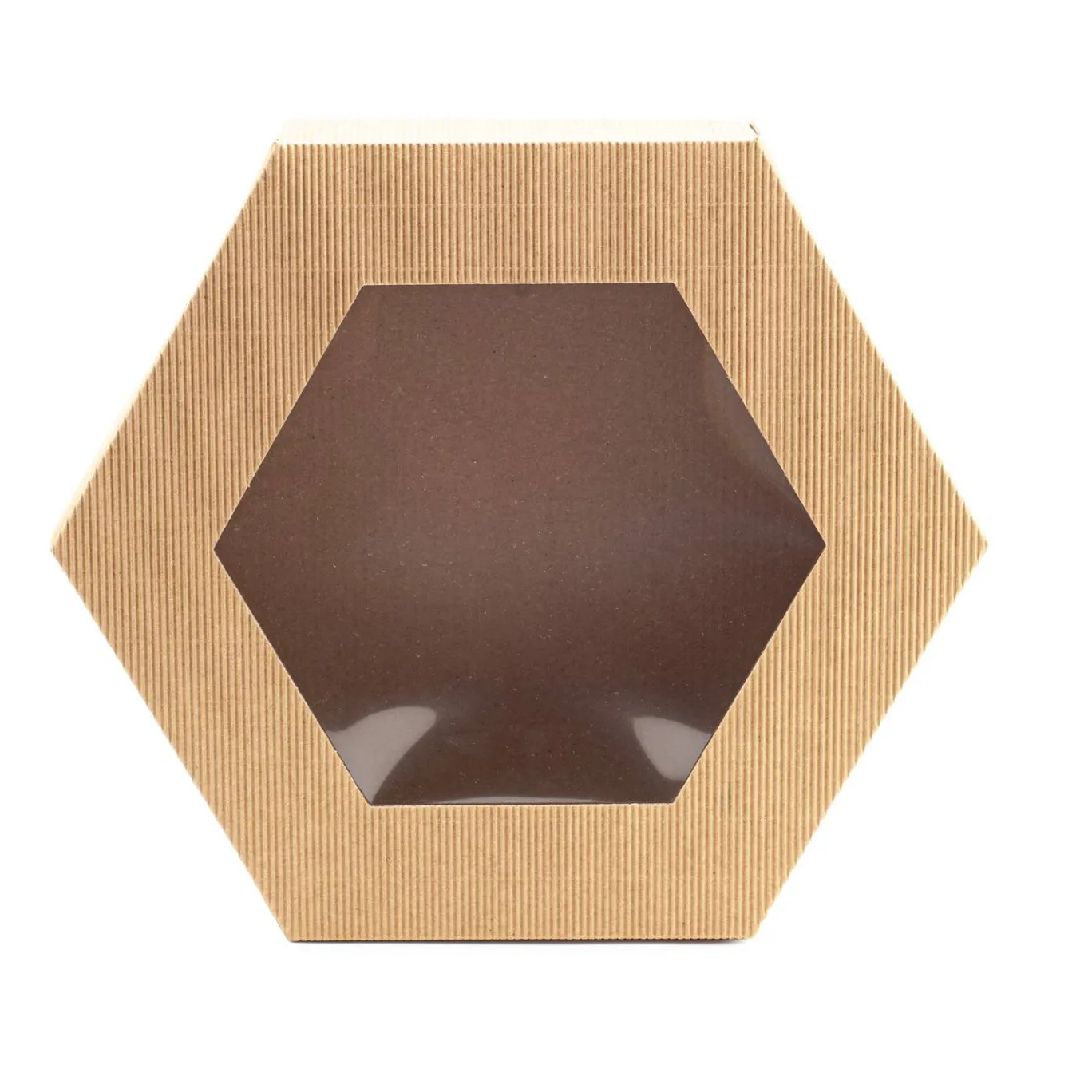 Corrugated Gift Box with Window – Hexagon 240x240x90mm