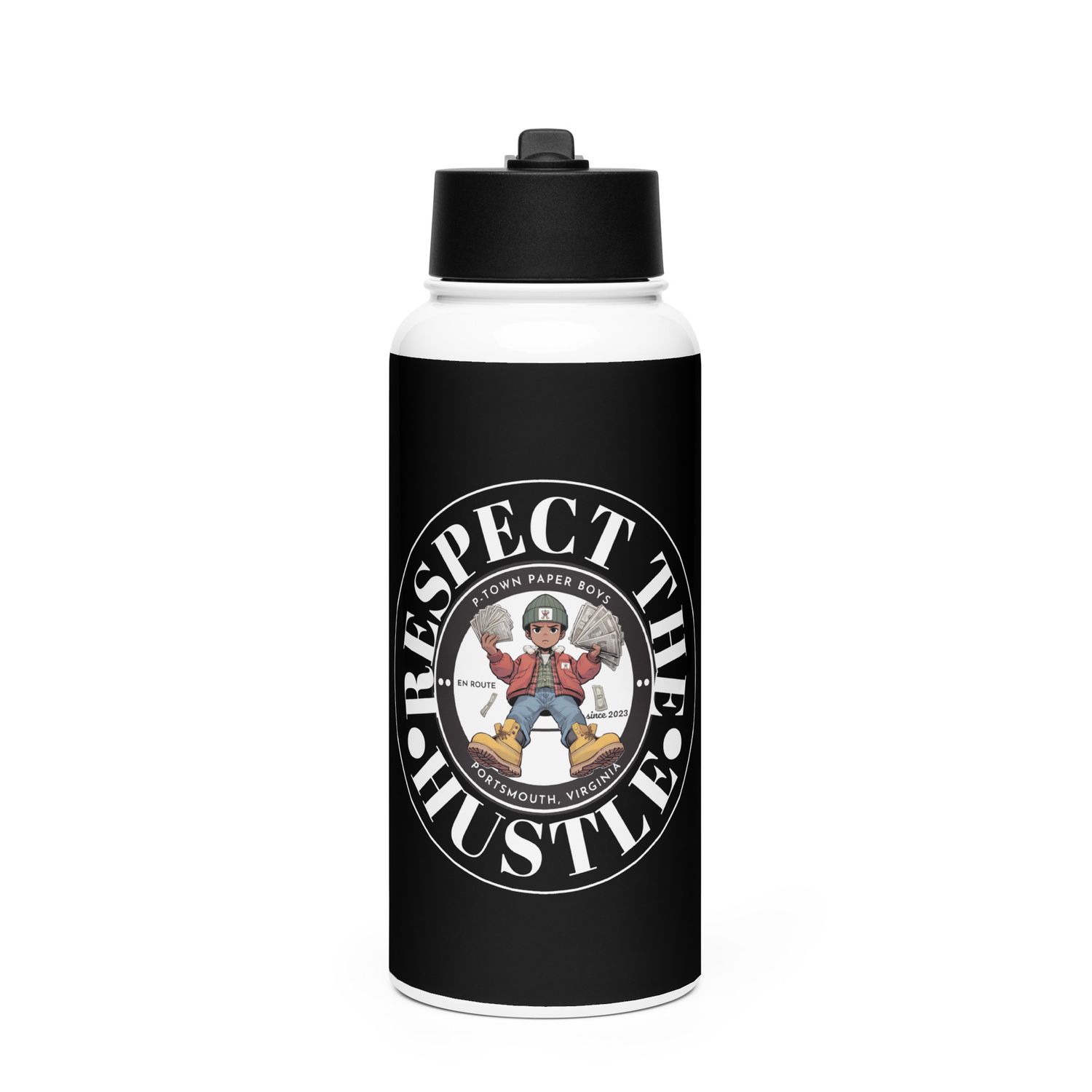 Respect the Huslte - Stainless steel water bottle with a straw lid