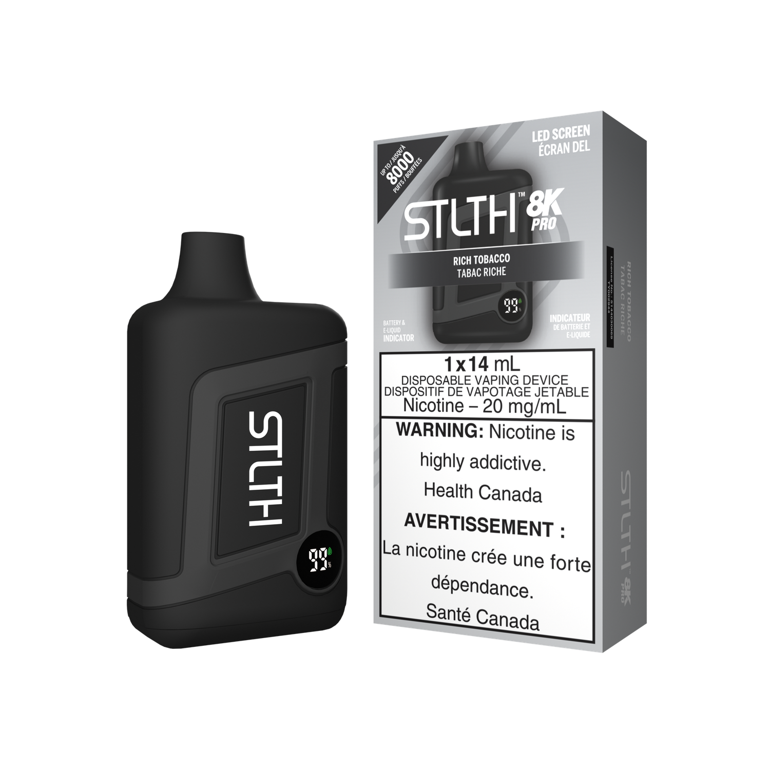 STLTH 8K PRO Disposable, Flavour: Rich Tobacco