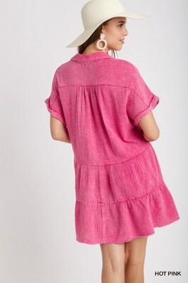 Hot Pink Mineral Wash Dress