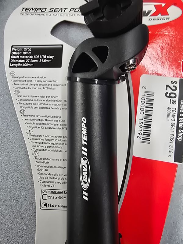 TEMPO SEAT POST 31.6 x 400mm