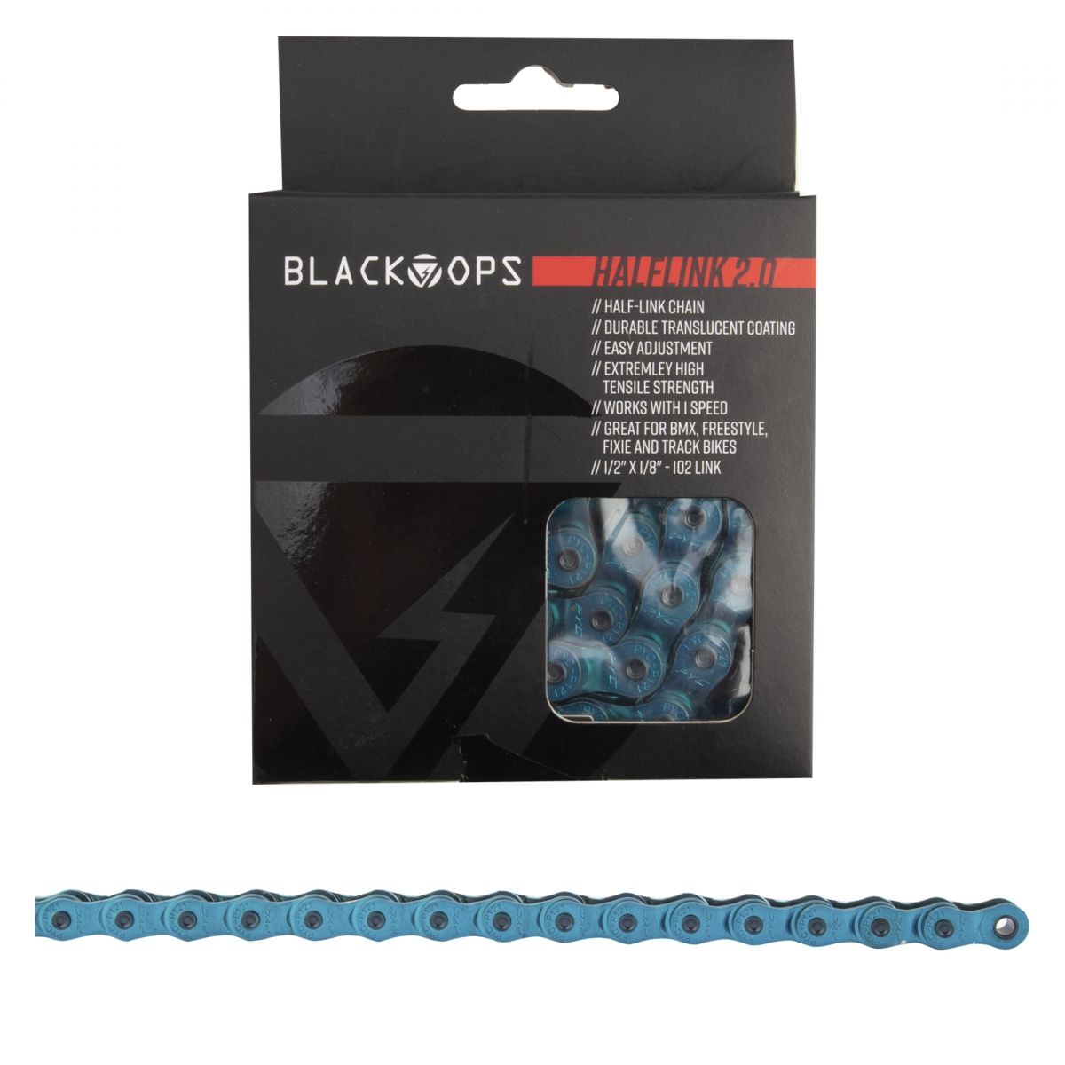 CHAIN BK-OPS 1/2x1/8 HALF LINK 2.0 1s TRANSLUCENT-BU 102L