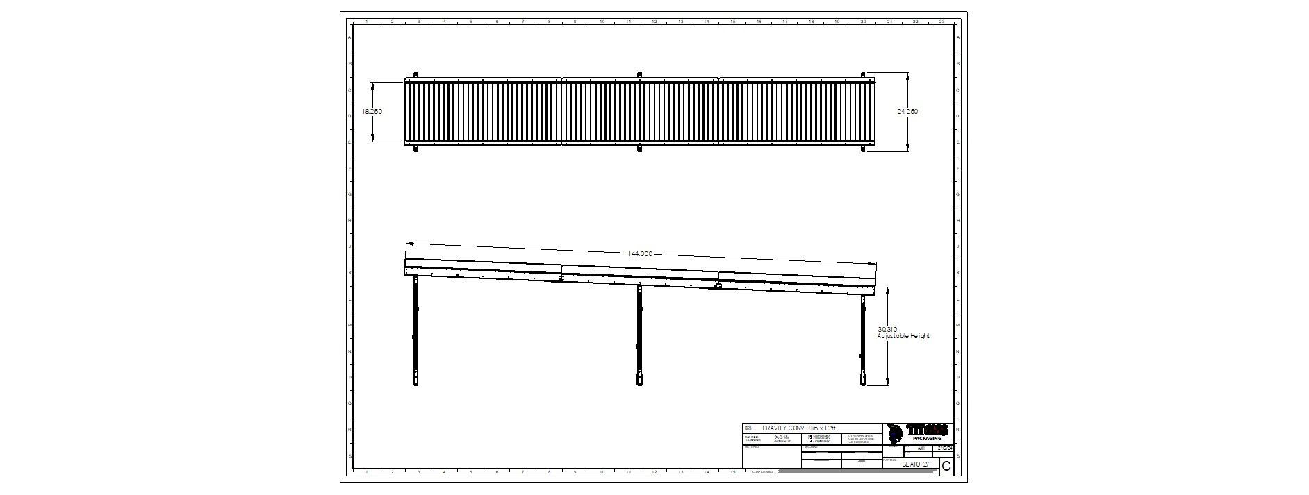 Titans 12 Ft. Gravity Roller Conveyor - 18