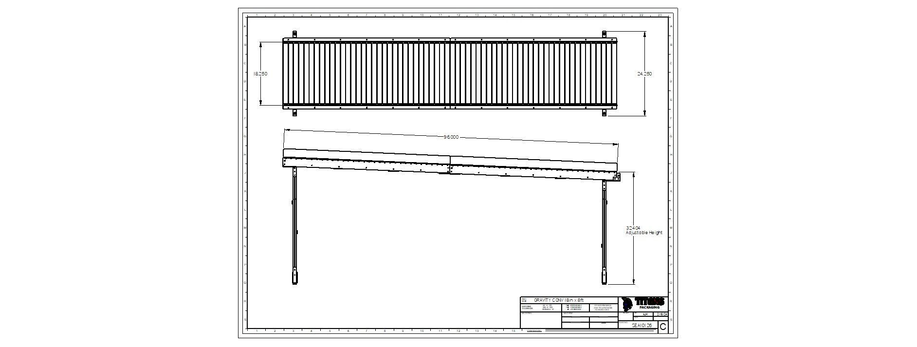 Titans 8 Ft. Gravity Roller Conveyor - 18