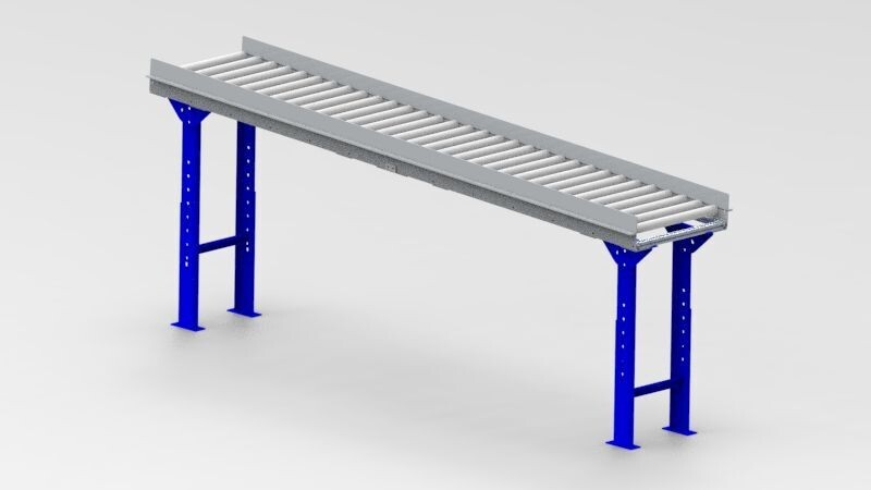 Titans 8 Ft. Gravity Roller Conveyor - 18"W - 1.9" Dia. Galvanized Rollers -  3" Roller Centers