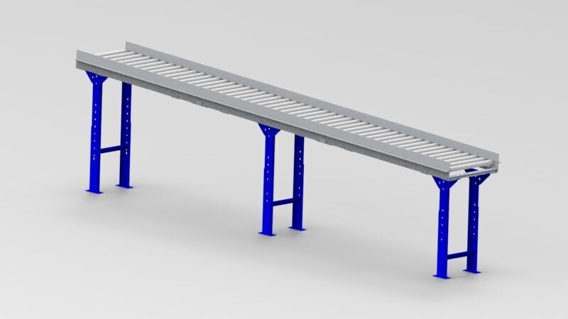 Titans 12 Ft. Gravity Roller Conveyor - 18"W - 1.9" Dia. Galvanized Rollers -  3" Roller Centers