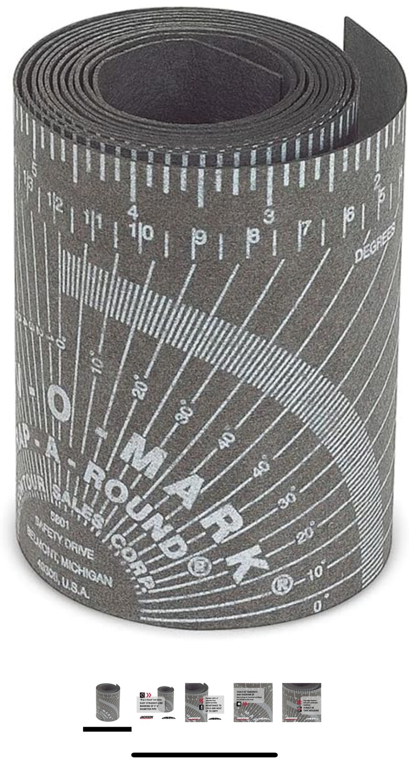 Pipe Measure Tool Wrap Around Tape, Flex Angle Measuring and Marking Gauge for 3 to 16 Diameter, Medium, Black, 14752, 3.88&quot; X 4&#39;&#39;