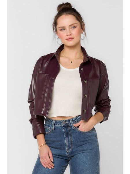 Vegan Leather Jacket Prune