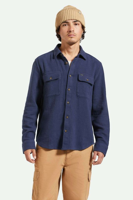 Bowery Textured Twill Overshirt Washed Navy