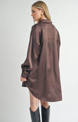 Flawless Oversized Shirt Dress Chocolate