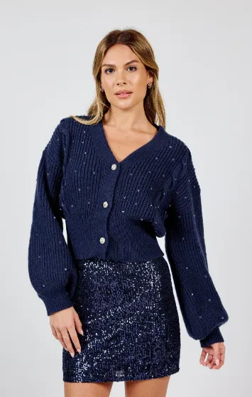 Bejeweled Button Cardigan
