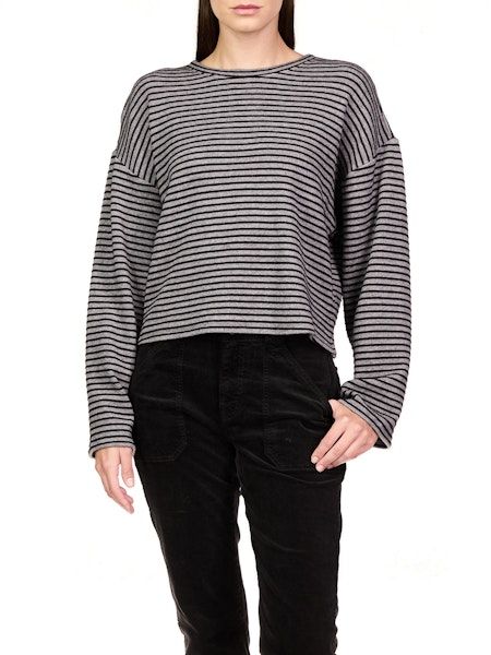 Textured Ottoman Popover Heather/Black Stripe