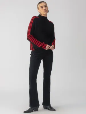 Sporty Stripe Mock Sweater Black/Red