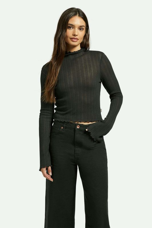 Novelty Ribbed Turtleneck Washed Black