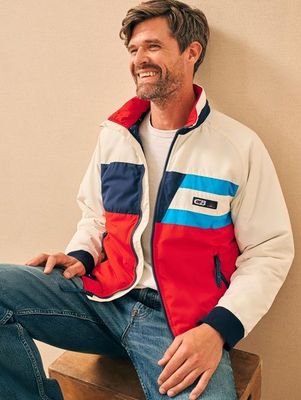 Faherty sports double stripe bomber