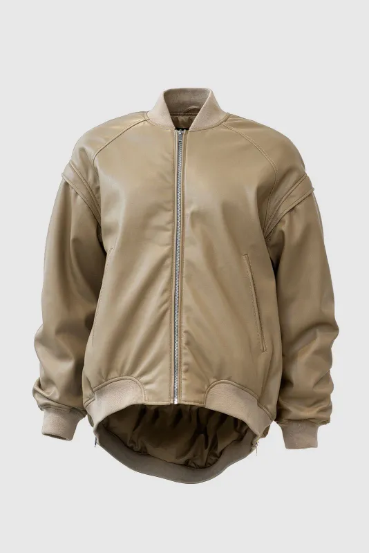 Valerie Vegan Bomber Jacket in Desert Taupe