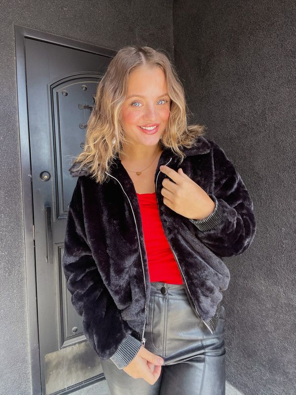 Daring Vegan Fur Zip Up Jacket