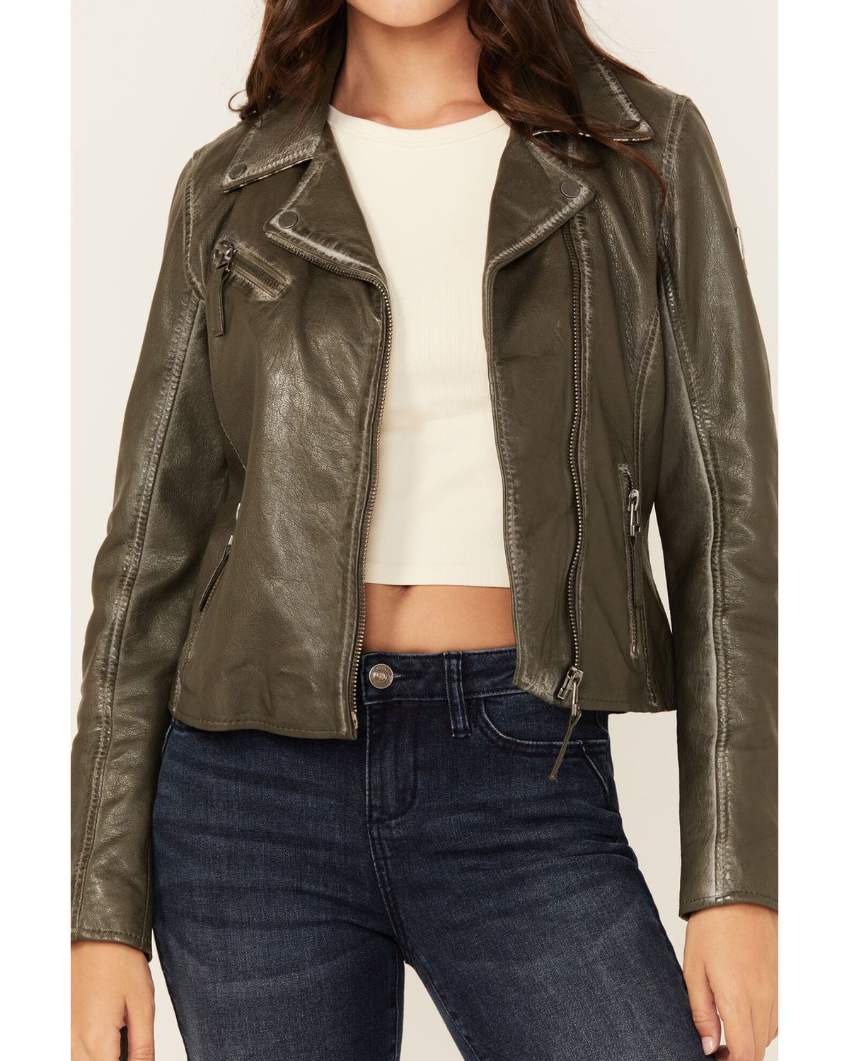 Mauritius Christy Olive Lamb Leather Jacket
