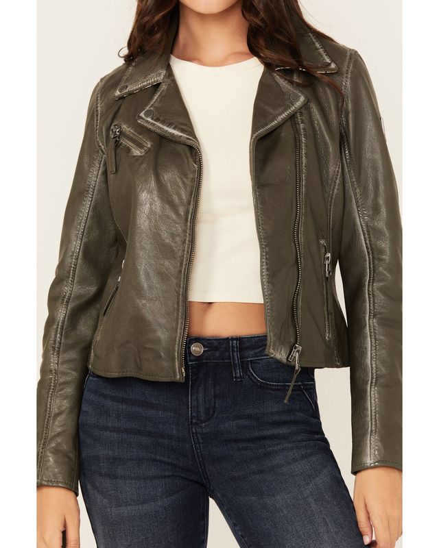Mauritius Christy Olive Lamb Leather Jacket