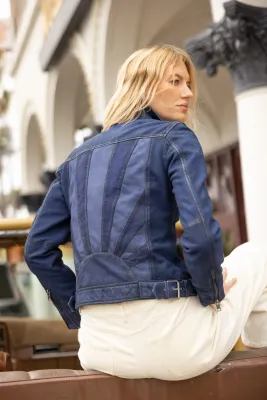 Sunny Leather Jacket in Blue