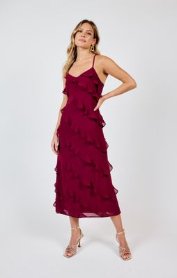 All Invited Ruffle Detail Cocktail Dress
