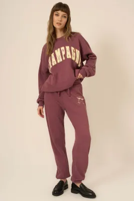 Champagne Foil Sweatpants - Heathered Merry Merlot