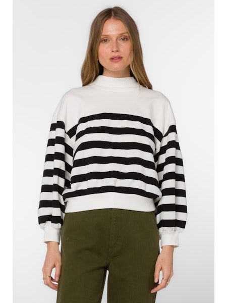 Arwen Cozy Black White Stripe Sweater