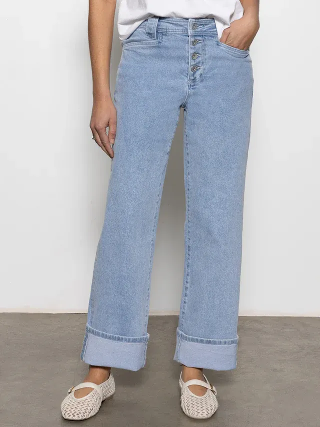 Luna Cuffed Denim Jeans Blue Moonlight