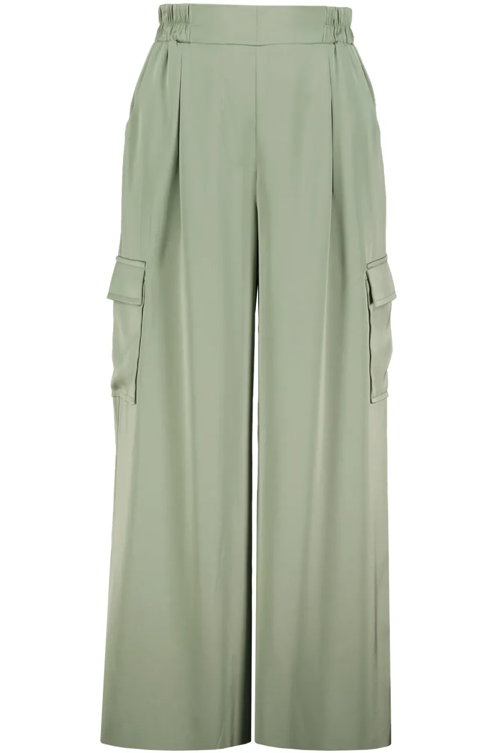Pull-on Satin Cargo Pants