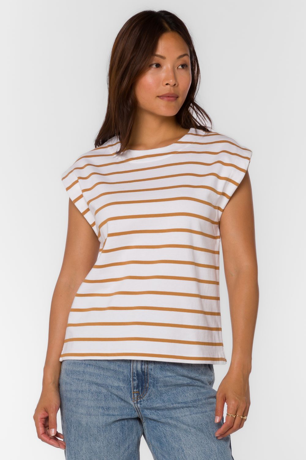 Burlap and White Derrick White Muscle Tank