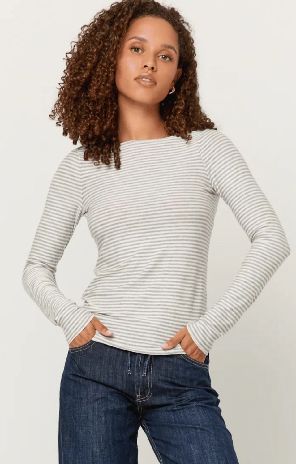 Zinnia Striped Boat Neck Long Sleeve