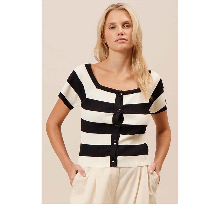 Skipper Striped Top BLK/CRM
