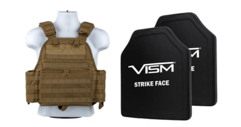 VISM LEVEL 3+ RIFLE RATED ARMOR KIT 2 PLATES &amp; FDE CARRIER