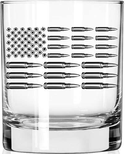 LUCKY SHOT BULLET FLAG 11oz ROCKS GLASS