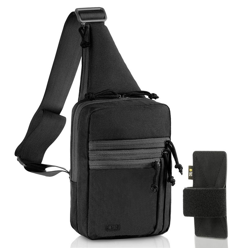 M TAC TACTICAL SHOULDER CHEST PACK SLING BLACK LEFT