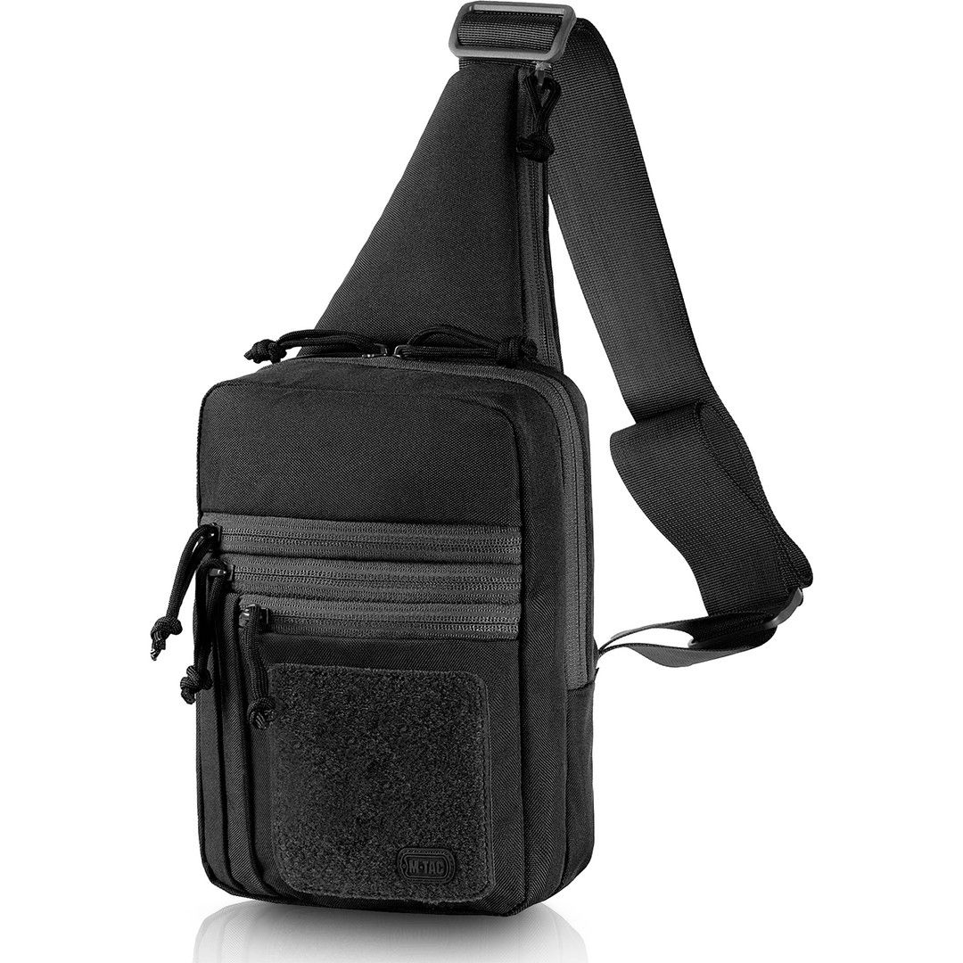 M TAC TACTICAL SHOULDER CHEST PACK SLING BLACK RT LOOP PANEL