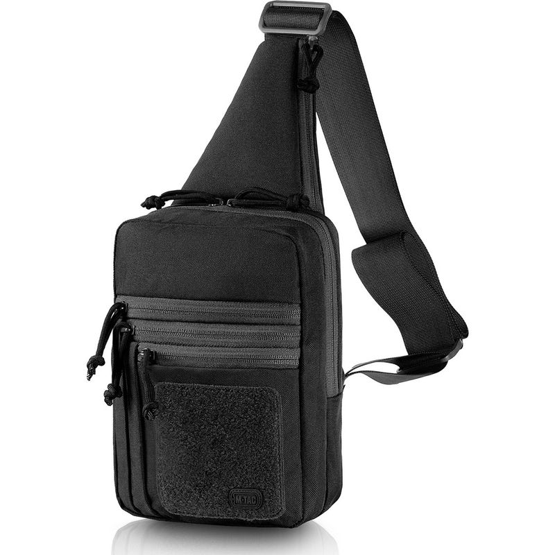 M TAC TACTICAL SHOULDER CHEST PACK SLING BLACK RT LOOP PANEL