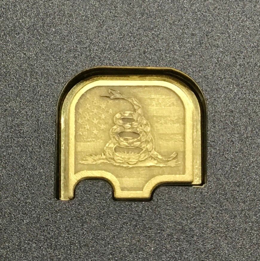 MILSPIN Premium 3D Glock Slide Plate Gadsden Snake Flag Brass 42/43/43x/48