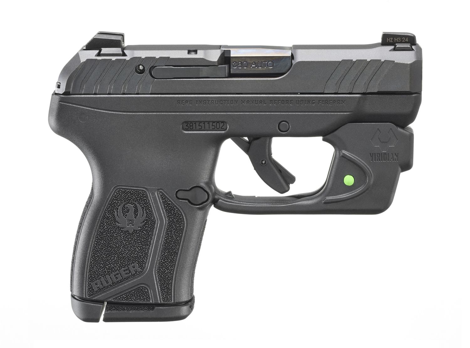 RUGER LCP MAX 380 ACP 10+1 BLACK W/ GRN LASER